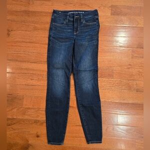 American Eagle Outfitters Women's Dark Blue High-Rise Skinny Jeans